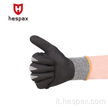 Hespax Cut Protection HPPE Sicurezza guanti Nitrile immerso